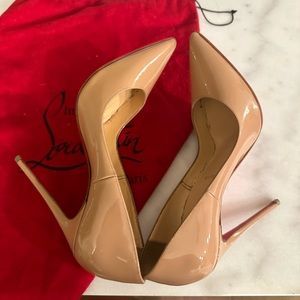 Christian Louboutin So Kate nude Patent Pointed-Toe Red Sole Pump 120mm